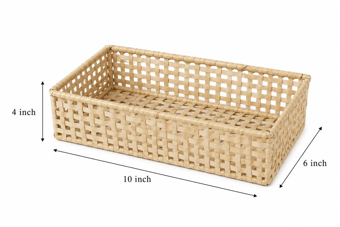 Handwoven Malaysian Cane Storage Tray | Eco-Friendly Multipurpose Organizer Basket