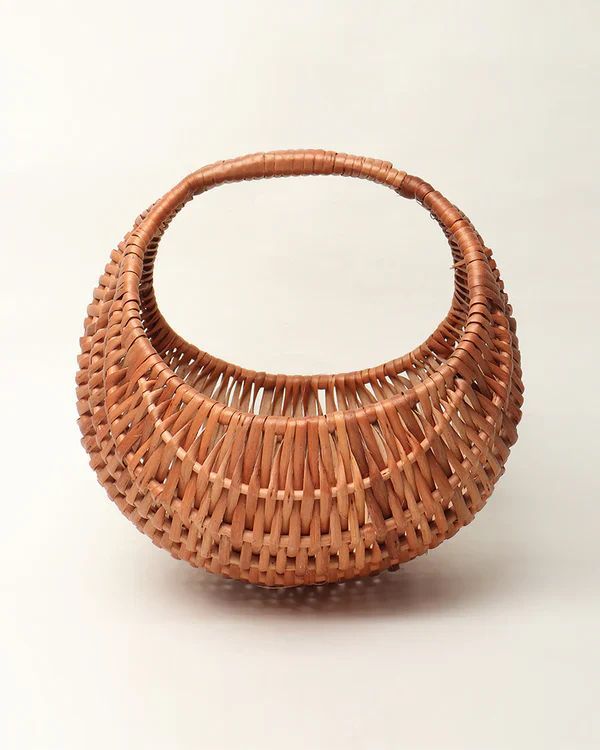 Handwoven Kashmiri Cane Basket with Handle | Decorative Storage Basket