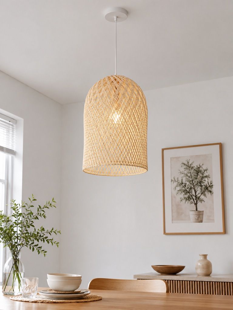 CraftCane Handmade Malaysian Cane Pendant Lamp | Woven Hanging Light for Home, Café & Restaurant