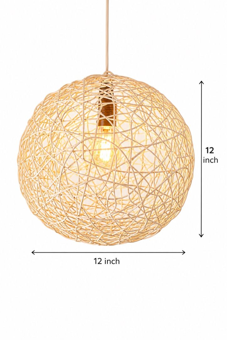Handwoven Malaysian Cane Hanging Lamp | Round Pendant Light by CraftCane