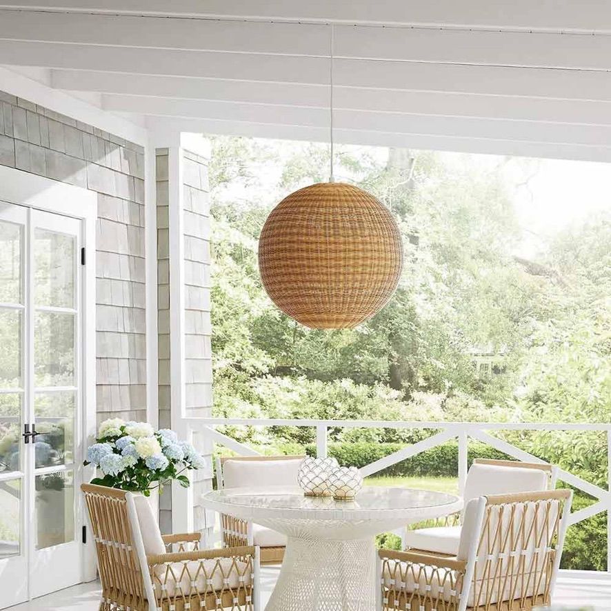 Handwoven Malaysian Cane Pendant Light | Round Hanging Lamp by CraftCane