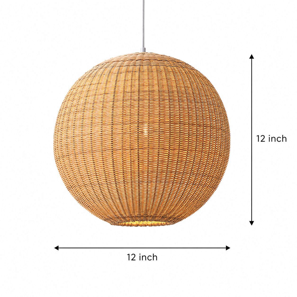 Handwoven Malaysian Cane Pendant Light | Round Hanging Lamp by CraftCane