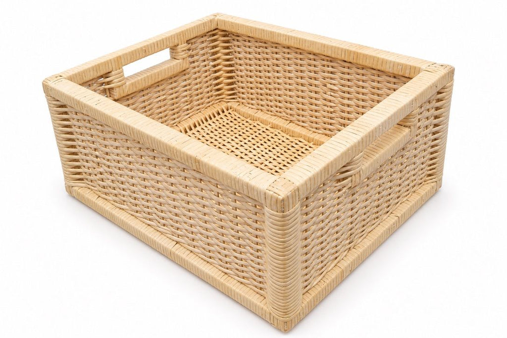 CraftCane Handmade Malaysian Cane Storage Basket | Woven Organizer Basket for Home Décor