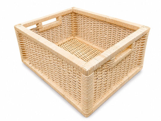 CraftCane Handmade Malaysian Cane Storage Basket | Woven Organizer Basket for Home Décor