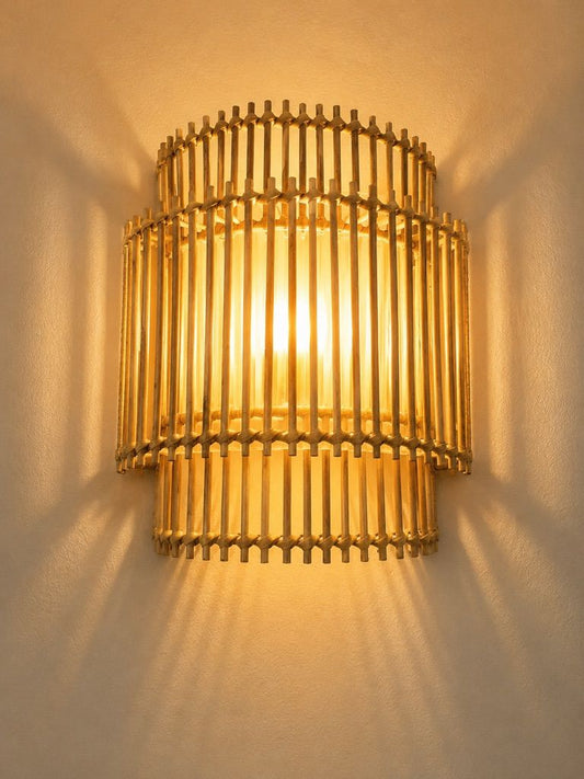 CraftCane Handmade Rattan Wall Lamp | Modern Cane Wall Light for Bedroom & Living Room