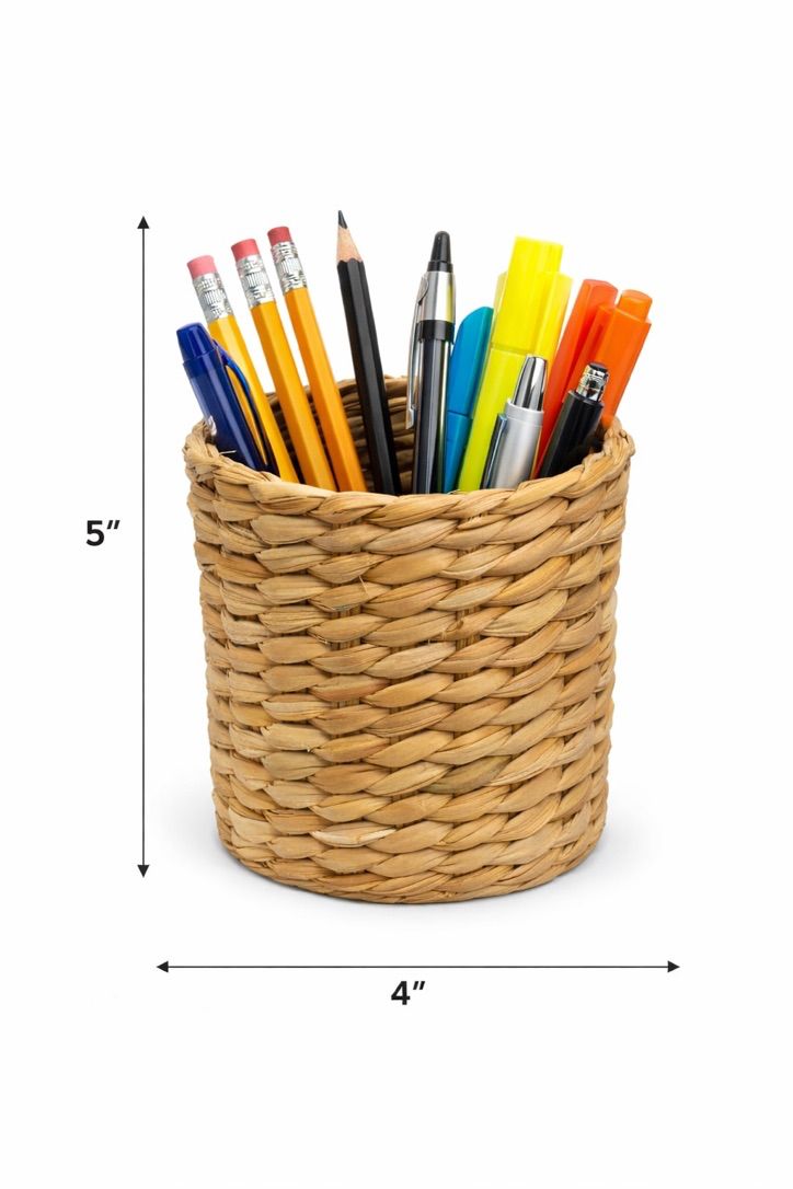 Handwoven Natural Desk Organizer | Eco-Friendly Pen Holder by CraftCane