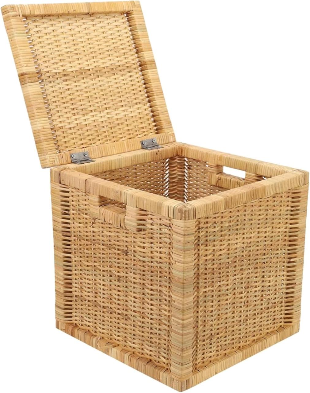 CraftCane Handmade Rattan Laundry Basket with Lid | Natural Storage Hamper