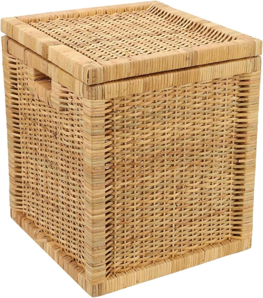 CraftCane Handmade Rattan Laundry Basket with Lid | Natural Storage Hamper