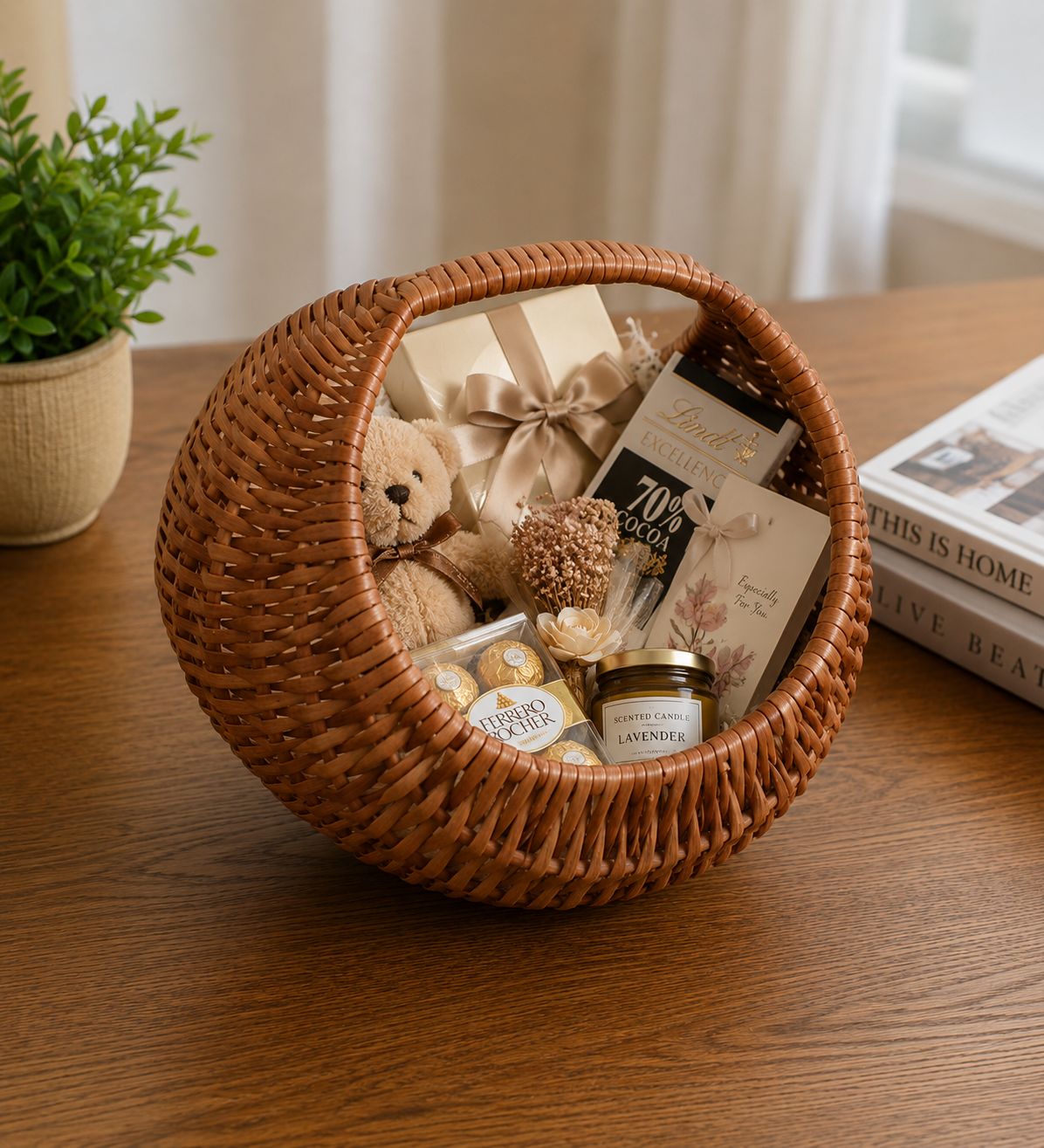 Handwoven Kashmiri Cane Basket with Handle | Decorative Storage Basket
