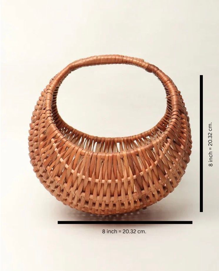 Handwoven Kashmiri Cane Basket with Handle | Decorative Storage Basket