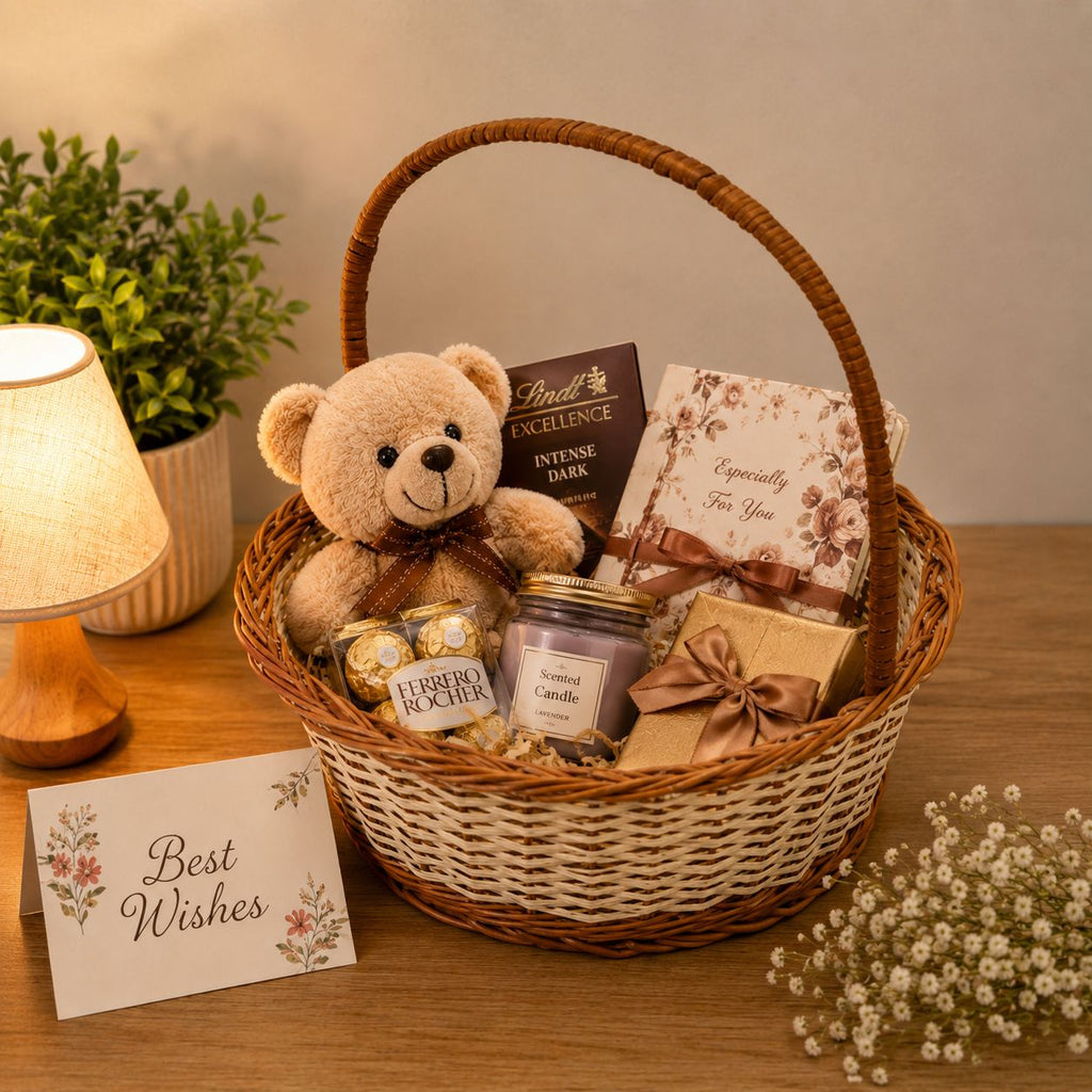CraftCane Handmade Willow Gift Basket with Handle | Decorative Fruit & Hamper Basket