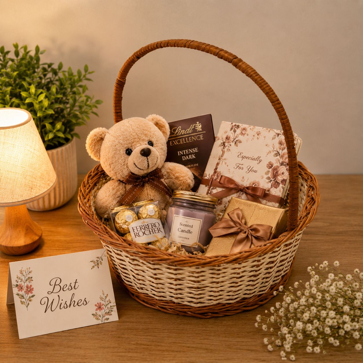 CraftCane Handmade Willow Gift Basket with Handle | Decorative Fruit & Hamper Basket