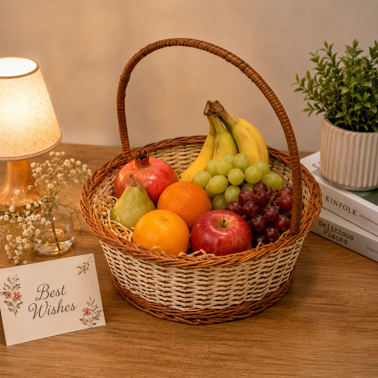 CraftCane Handmade Willow Gift Basket with Handle | Decorative Fruit & Hamper Basket