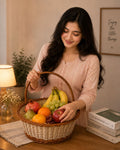 CraftCane Handmade Willow Gift Basket with Handle | Decorative Fruit & Hamper Basket