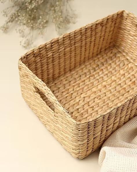 Natural Patira Woven Storage Tray Basket | Multipurpose Organizer Bin