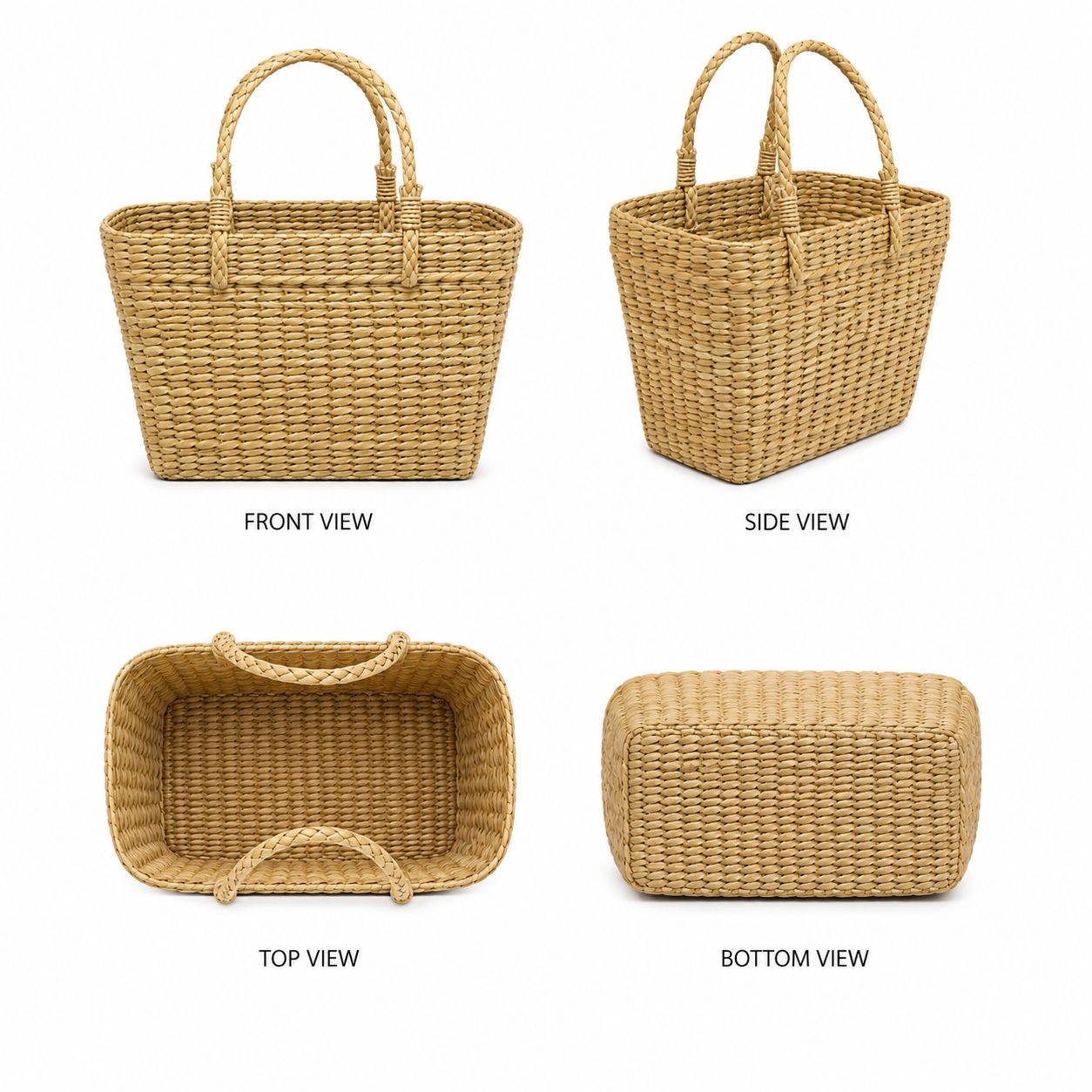 CraftCane Handmade Patira Storage Basket with Handles | Natural Woven Organizer Basket