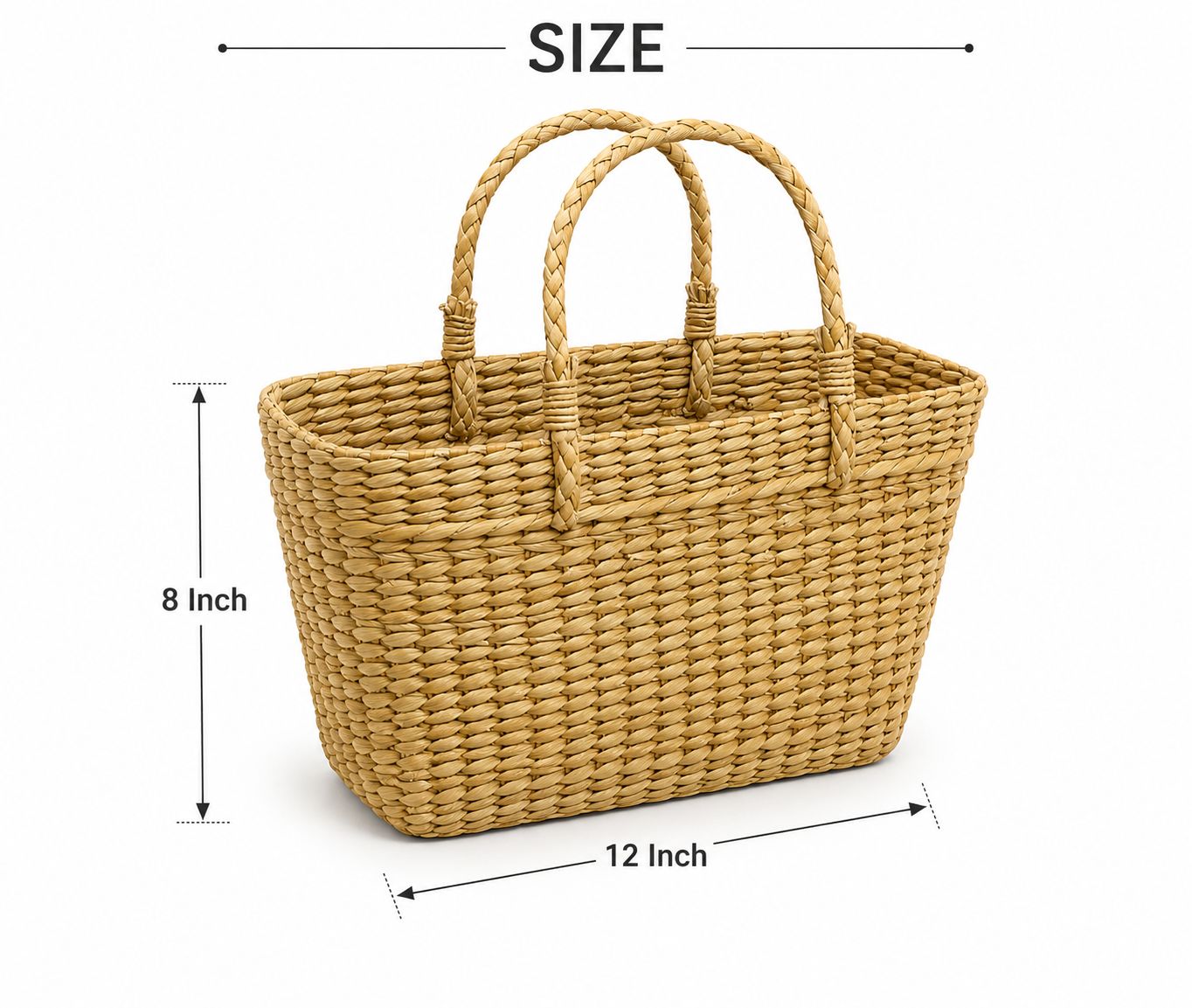 CraftCane Handmade Patira Storage Basket with Handles | Natural Woven Organizer Basket