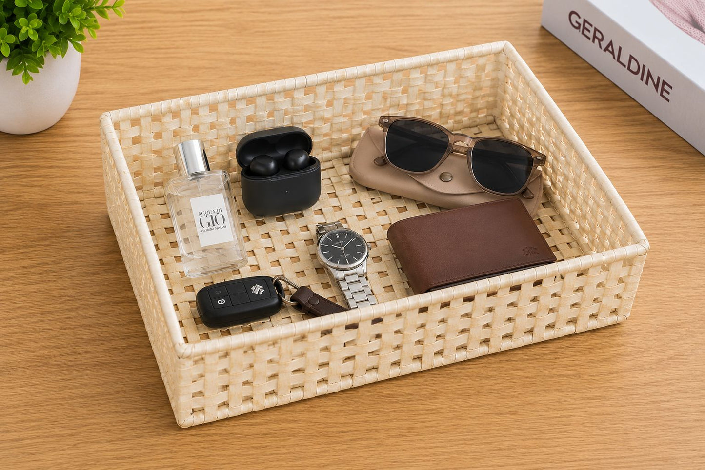 Handwoven Malaysian Cane Storage Tray | Eco-Friendly Multipurpose Organizer Basket