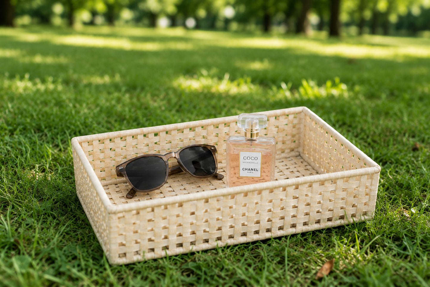 Handwoven Malaysian Cane Storage Tray | Eco-Friendly Multipurpose Organizer Basket
