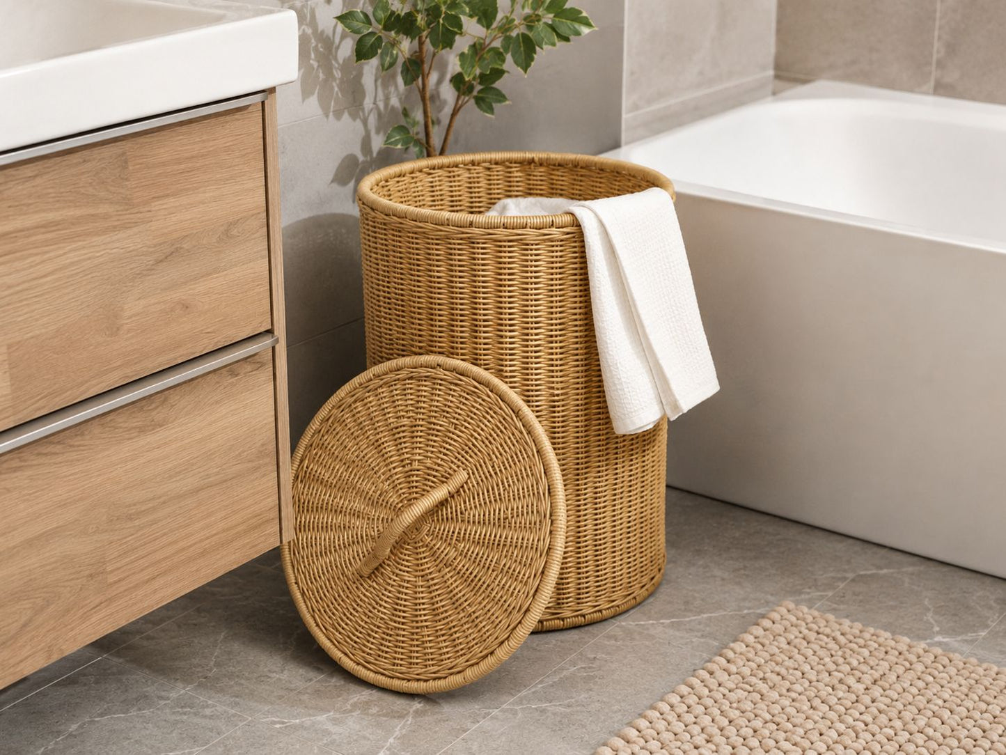 Natural Malaysian Cane Laundry Basket | Handwoven Storage Hamper