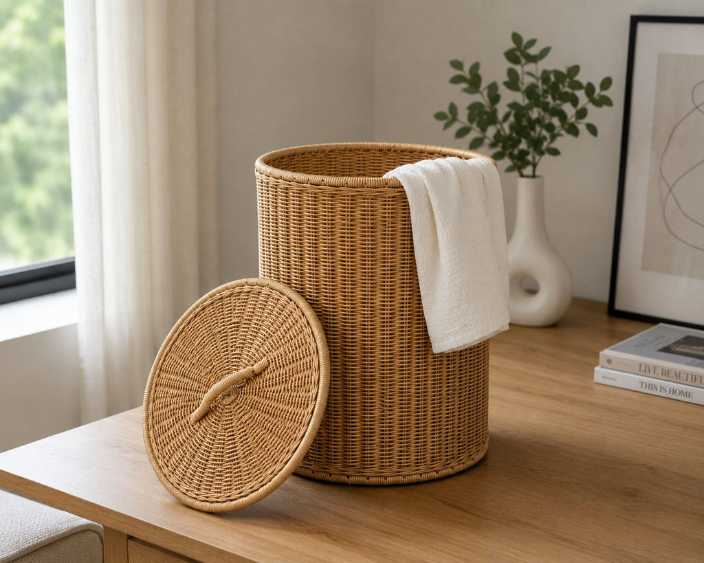Natural Malaysian Cane Laundry Basket | Handwoven Storage Hamper