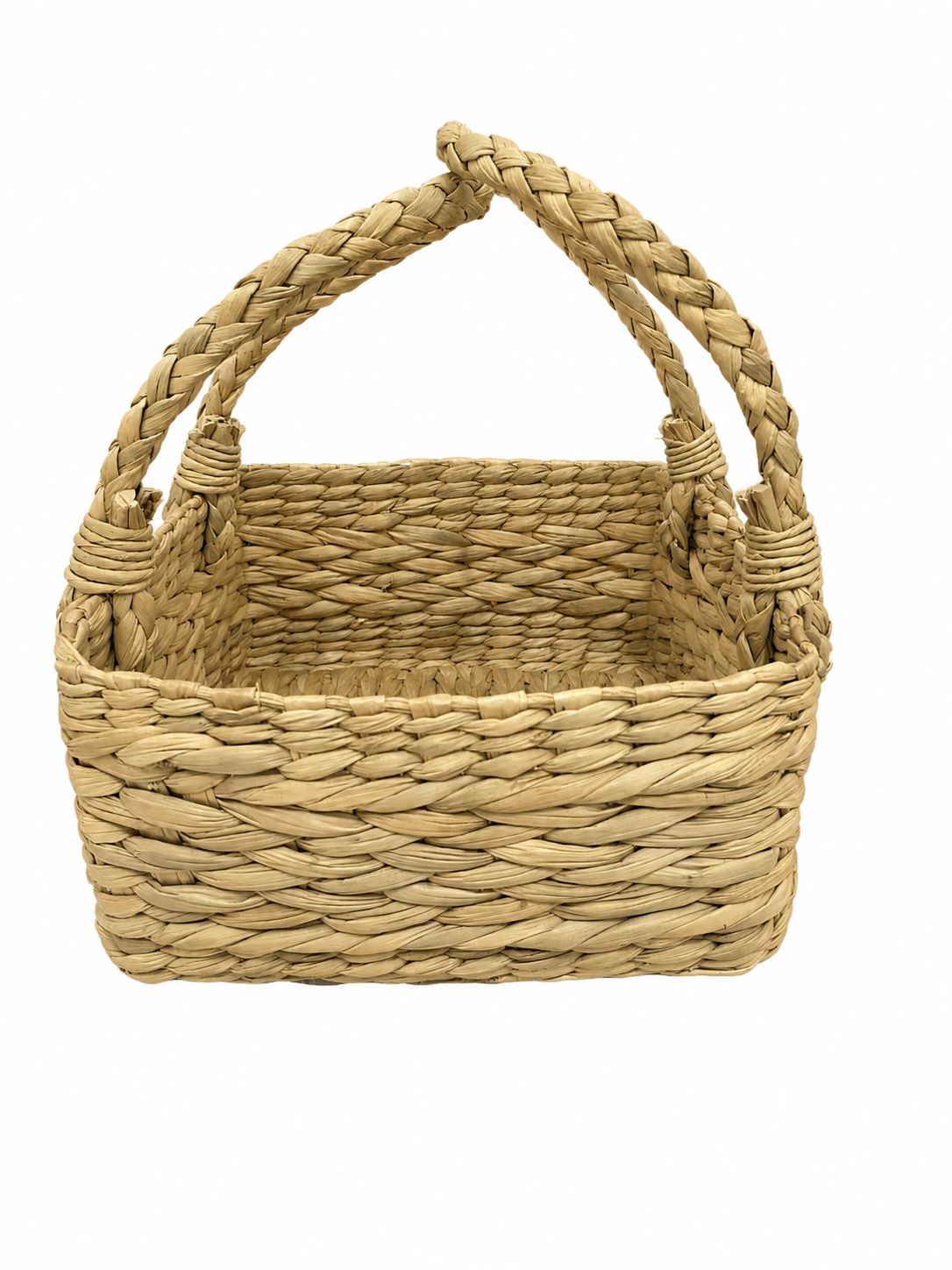 Natural Water Hyacinth Organizer Basket | Handwoven Utility Basket