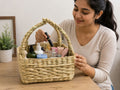 Natural Water Hyacinth Organizer Basket | Handwoven Utility Basket
