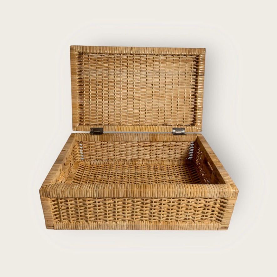 Premium Malaysian Cane Organizer Box | Handwoven Storage Basket