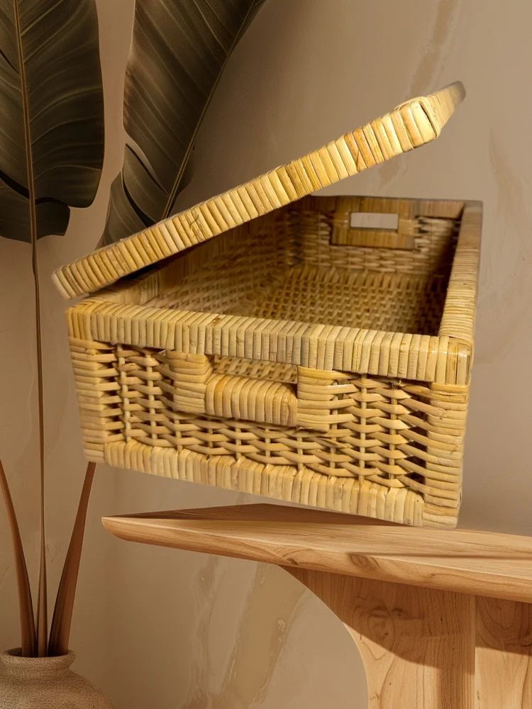 Premium Malaysian Cane Organizer Box | Handwoven Storage Basket
