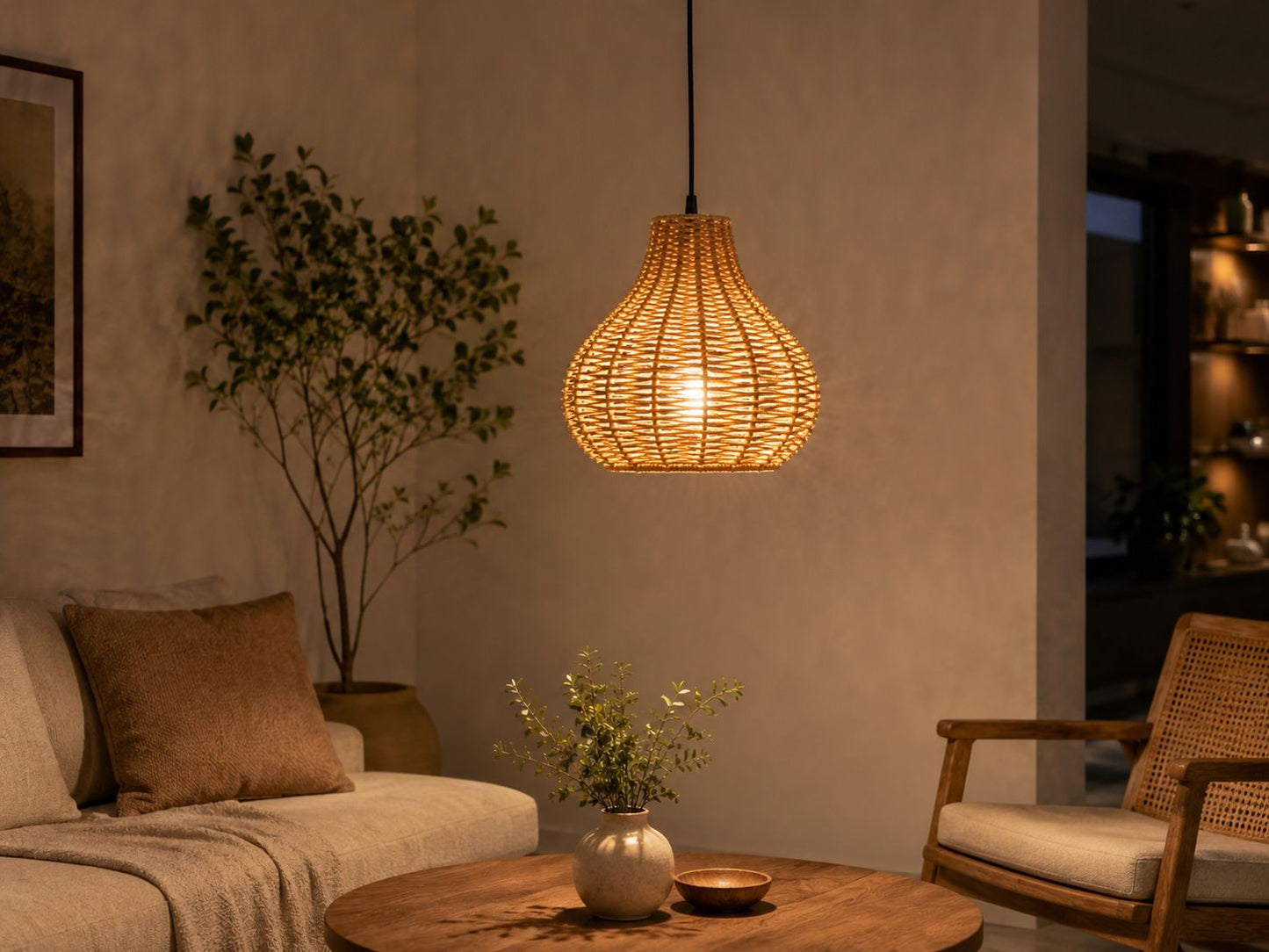 CraftCane Handmade Rope Hanging Lamp | Modern Woven Pendant Light