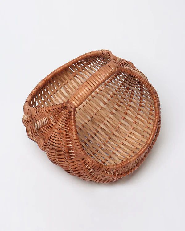 Handwoven Kashmiri Cane Basket with Handle | Decorative Storage Basket