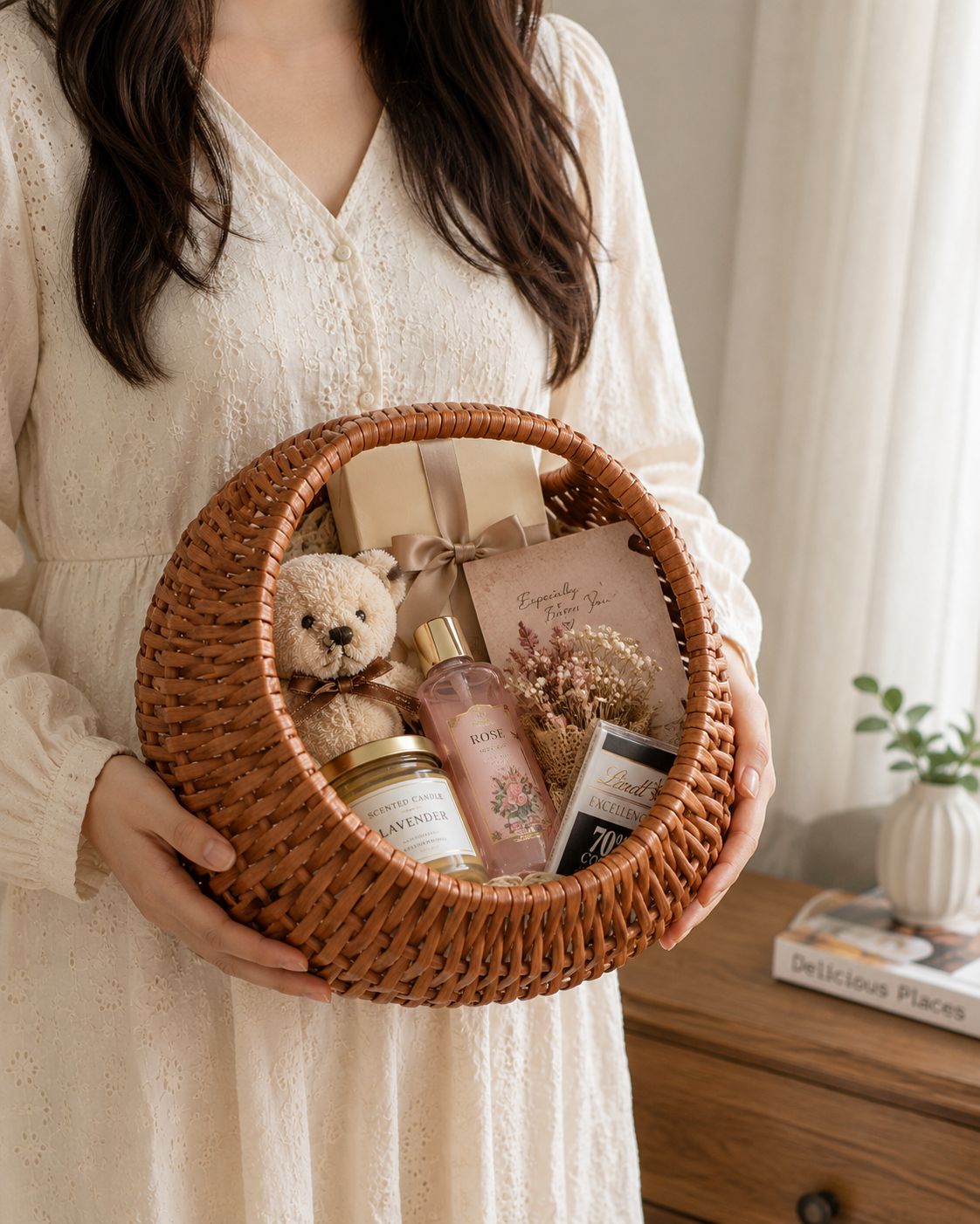 Handwoven Kashmiri Cane Basket with Handle | Decorative Storage Basket
