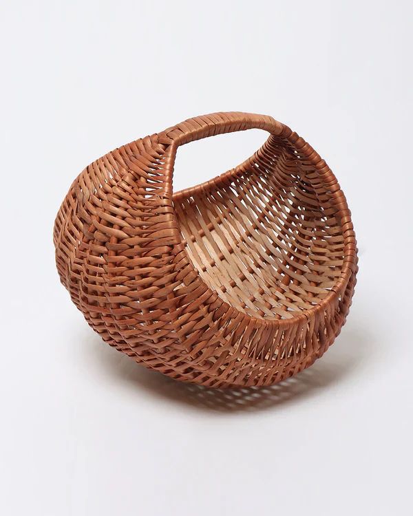 Handwoven Kashmiri Cane Basket with Handle | Decorative Storage Basket